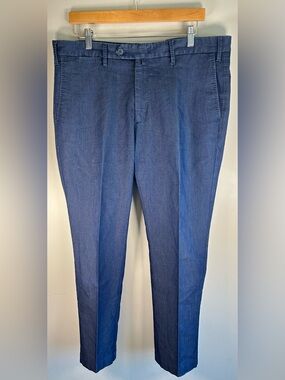 Valentini Cinquantaquattro Men’s Dress Pants Trousers Sz 36X28 Blue Cotton Silk